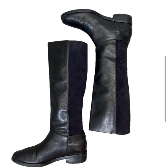 Cole Haan Adler black leather and suede tall flat riding equestrian boot 7 - Picture 4 of 7